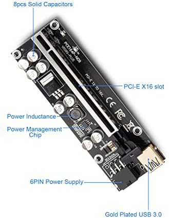 Bostin 6 Pack PCI-E RISER CABO PARA BITCOIN ETH MINELAÇÃO DE COIN 16x a 1x 6pin PCI-E Extensão