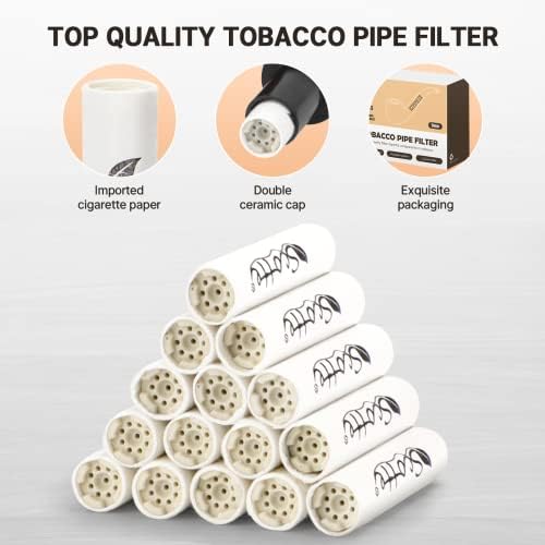 Filtros de tubo SCOTTE 9mm Filtro de tubo de tabaco de carbacão ativado 9m com dupla tampa de cerâmica 100 pcs núcleo de filtro para fumar tubo