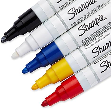 Marcadores de tinta à base de óleo Sharpie, ponto médio, cores variadas e metálicas, 5 contagem - ótima para pintura