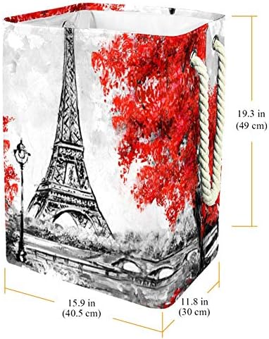 IMOMER Paris Tower e Maple Leaf 300D Oxford PVC Roupas à prova d'água cesto grande cesta de roupas para cobertores