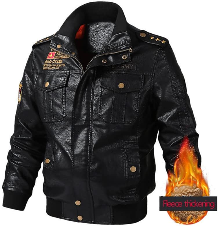 Jaqueta de couro de inverno homem jaqueta de motocicleta pu plado size bombardeiro casual jaqueta de couro