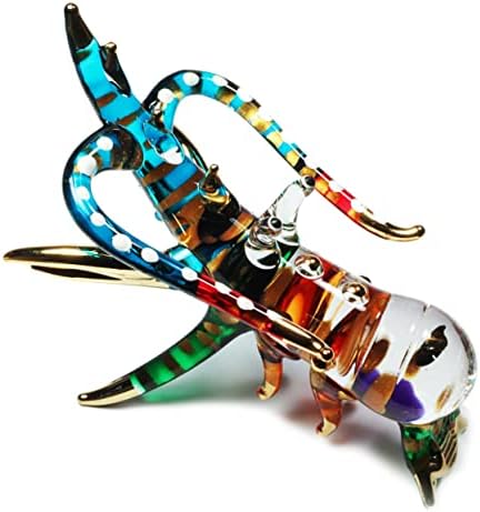 Arte em miniatura de cor de vidro miniature soprado pintado de lagosta estatuetas de animais do mar de lagosta