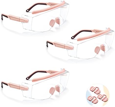 Elsismo 3 Pacote óculos de segurança anti nevoeiro sobre óculos com estrutura ajustável, resistência