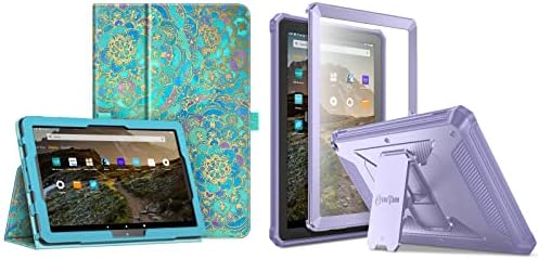 Caso Fintie para o novo Fire HD 10 e Fire HD 10 Plus Tablet-Slim Fit Folio Stand Cover + Lilac Tuatara