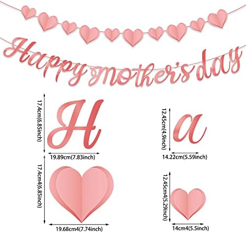 Decorações do dia das mães 1 Feliz Dia das Mães Banner 1 corações rosa Garland 1 dia de mães pendurando redemoinhos