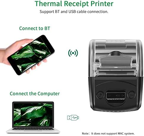 Zhuhw Mini portátil 58mm BT Impressora de recibo térmica Bill pessoal Poster POS POS POSTO SUPORTE