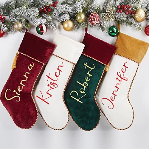 Mosto de meias de Natal personalizadas 18 meias de Natal grandes de veludo com borla para crianças lareira