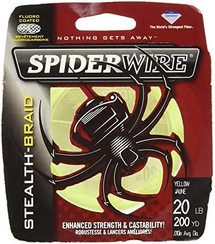 Spiderwire Stealth® Superline, Hi-vis Yellow, 100lb | 45,3 kg, 1500yd | 1371M Linha de pesca trançada, adequada