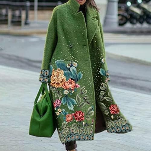 Favoritos de outono feminino 2022 Moda Color Sólida bolso de bolso comprido Lapel de lã de lã sobretudo casaco de inverno roupas de inverno