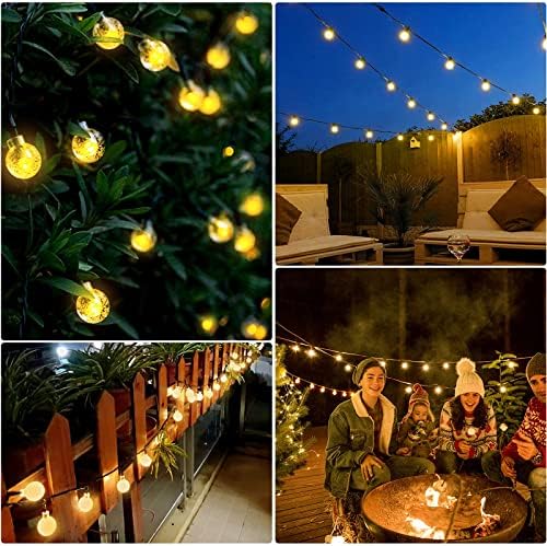 XVDOIZO Solar String Lights Outdoor, 60 LEDs LED 36 pés Crystal Globe Lights com 8 modos, luzes de pátio solares