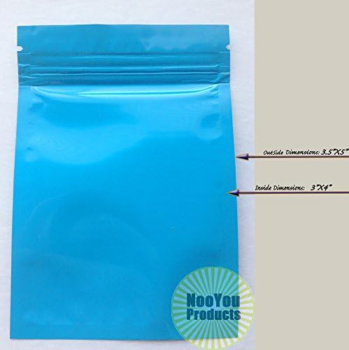 Blue 3,5x5 Bacha de folha Mylar Shiny Zipper fechado Impulse-Seal-Sal + Pacote de prova resistente à UV de