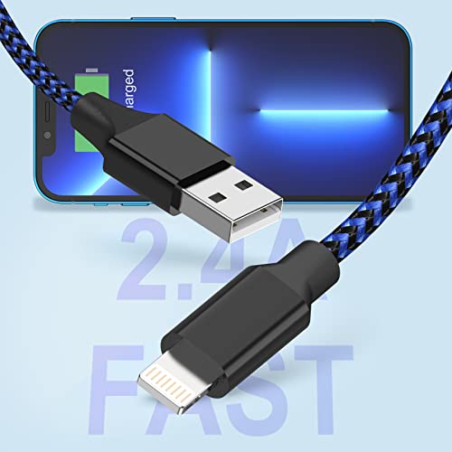 Cabo do carregador do iPhone, cabo Lightning 3Pack 3ft [Apple MFI certificado] Nylon trançado USB um cabo de