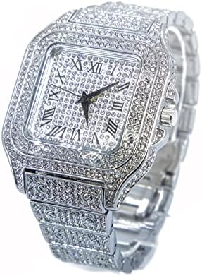Iced Out Watch, colar e pulseira com strass - Bling Luxury Style