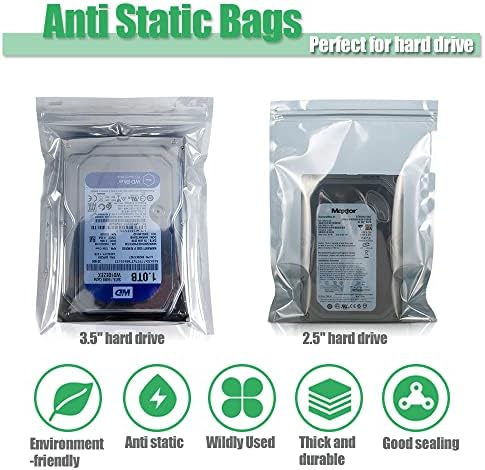 Sacos anti-estáticos, 100pcs 5.9x7.87in/15x20cm Premium sacos de zíper de blindagem ESD Premium, bolsa anti-estática