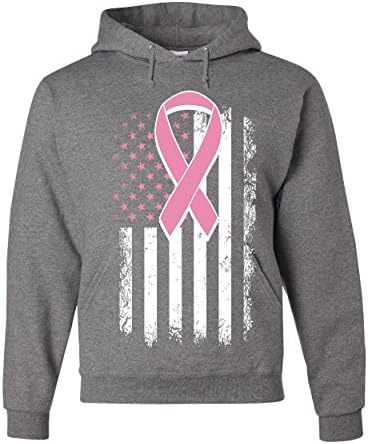 Tee Hunt Pink Ribbon Flag Hoodie Capuz de mama Consciência do câncer de moletom Sweatshirt