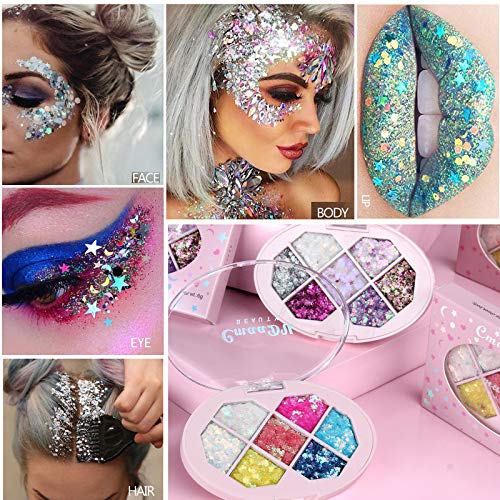 Maquiagem da paleta Akary Glitter Shishadow 7 Cores, Diamante de festa Paletas de maquiagem colorida e coloridas