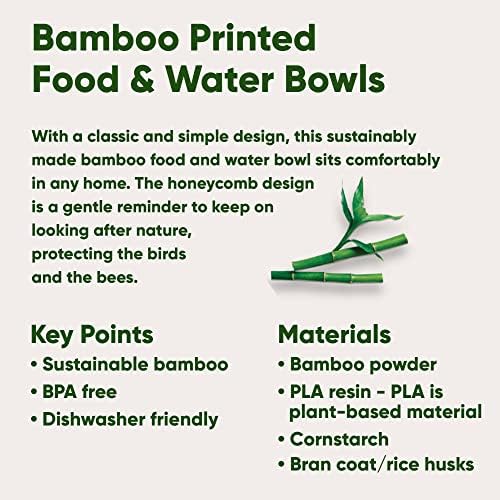 BECO Classic Impresso Bamboo Dog Food & Water Bowl, padrão de favo de mel inspirado na natureza,