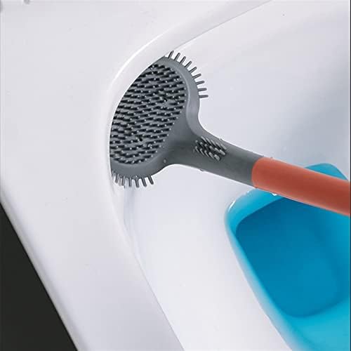 Escova de vaso sanitário zukeems pincéis de silicone com suporte de suporte de limpeza de banheiros longos e de manuseio de acessórios de banheiro higiênicos pretos higiênicos