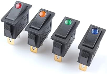 Koford Rocker Switch 4 PCs, 3/4 pinos, mini botão de manobra de balancim, on-off, 6/10/16/30A 250V Pés/contatos de prata, equipamentos elétricos com iluminação