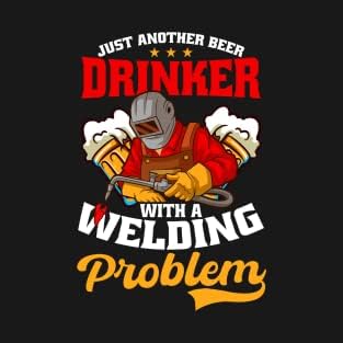 Adesivo de beijo adesivo engraçado camisa soldadora bebedora de cerveja com um problema de soldagem