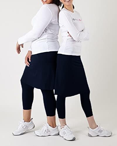 Saia de tênis feminino com leggings de capri embutidos bolsos de joelho de joelho Saias de golfe para caminhadas esportes