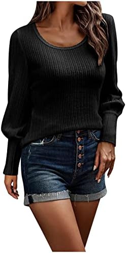 Suéter de inverno para mulheres quentes de blusas de cor sólida quente pullover de manga longa de manga longa
