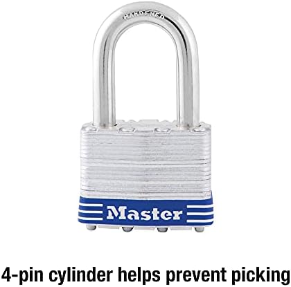 Mestre Lock 5dlf Padlock externo com chave, 1 pacote, prata