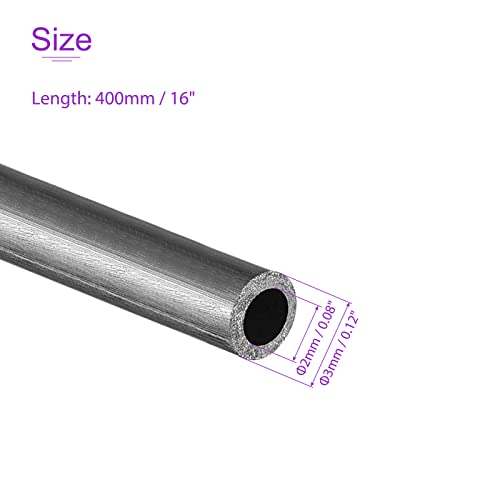 Pacote dmiotech 2 3mmx2mmx400mm Tubos redondos de fibra de carbono, tubo de carbono embrulhado