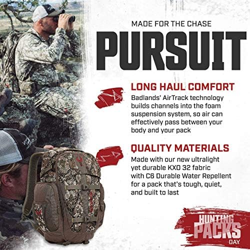 Badlands Pursuit Camouflage Hunting Day Pack - Compatível com arco e rifle, abordagem