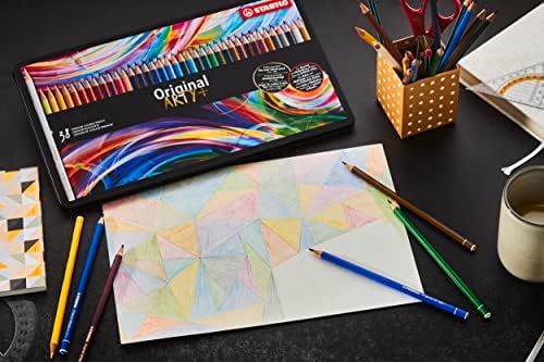 Lápis de coloração premium de Stabilo - estanho original de 38, cores variadas