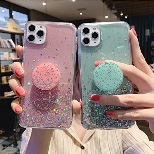 Winzizo para iPhone 14 Pro Max Case Glitter Girls Girls With Kickstand Sparkle Bling Casos fofos Slim Soft