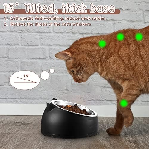 4 PCs levantados tigelas de comida de gato aço inoxidável tigela de gato inclinada 15 ° Tigela de