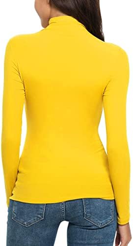 Camisolas leves para mulheres com nervuras de gola alta camada térmica Camada térmica de manga longa Tops de camiseta térmica de camiseta elástica