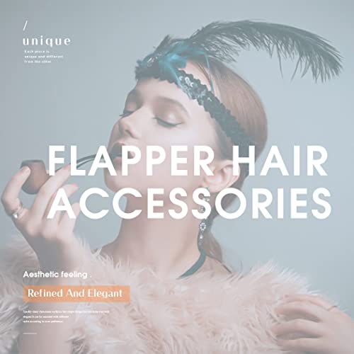 GenBree 1920s Flapper Headpied Feather Clip Crystal Gatsby Prom Party Head Acessórios para Mulheres