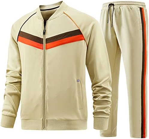 Aiozowa Men's Tracksuits Define Jackets e calças ativos com mangas compridas de Zip Full-Zip 2 peças de 2 peças