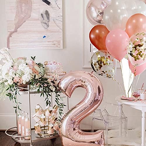 Daimay Birthday Party Decorações Conjunto de ouro rosa Número 27 Balões de papel alumínio brilhante