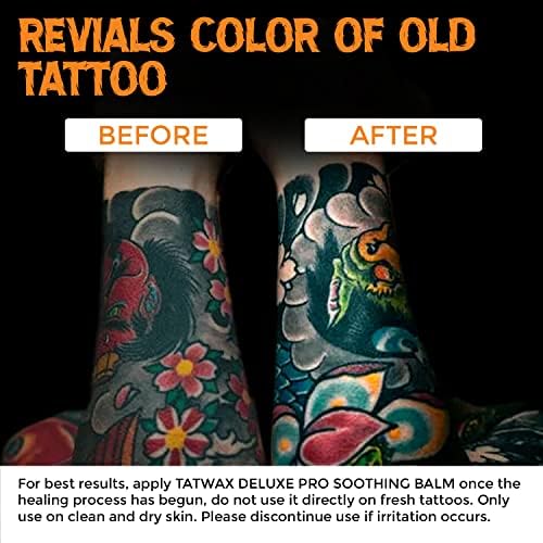 Tatwax In -Process & Aftercare Single Tin Tattoo Balm Soothing, cicatrização mais rápida de tatuagens frescas, facilita a dor e aumenta a circulação sanguínea - 1oz