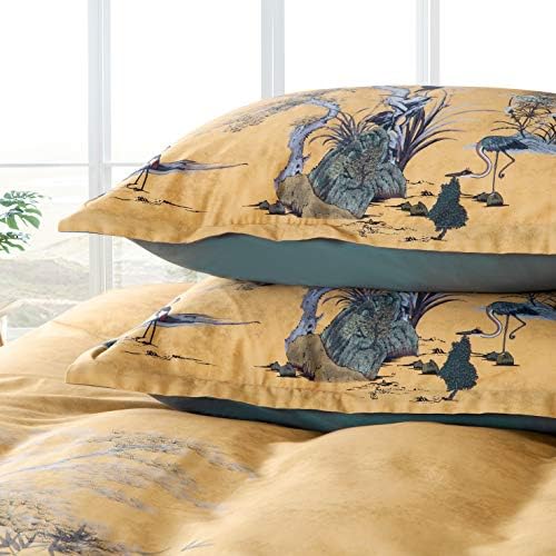 Prepare -se na cama Chinoiserie Chic Duvet Set Painted Oriental Garden Print Bedding 400TC Cotton Sateen Beautiful