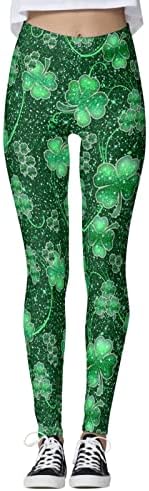 Leggings de cintura alta para mulheres de St Patricks para mulheres Gnomos impressos amanteigados de barriga