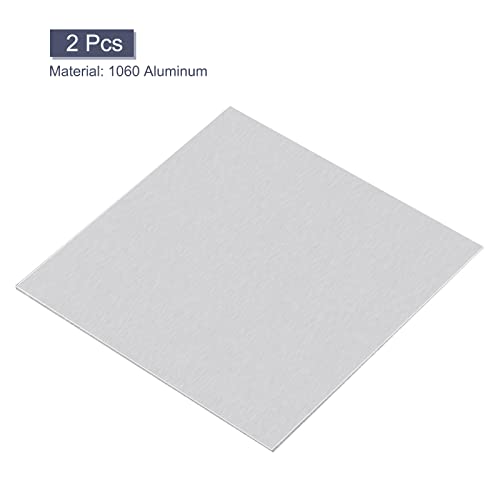 Folha de alumínio UXCELL 1060, 100 mm x 100 mm de alumínio retângulo de 1 mm de metal plano de espessura com filme de proteção, 2pcs
