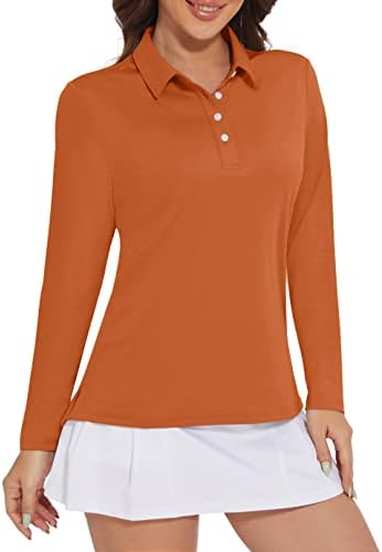 Camisas de pólo feminino de Magcomsen camisetas de golfe de manga comprida Rápida seca rápida