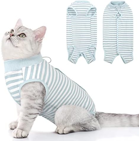 Morvigive Cat Recovery Suit após cirurgia, macacão de gato listrado para gatos esterilizando