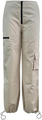 Calça de carga baixa de cintura baixa calças largas de perna larga com calça de carga de bolso Hip Hop Streetwear