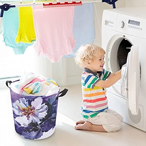 Foduoduo Roupa de cesta de cesta de aquarela Art Flower Laundry Tester com alças Torcelable cesto Saco de