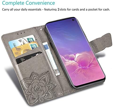 Bolsas de celular Butterfly Love Flowers Flip Flip Leather Case para Galaxy S10E, com titular e slots de cartão