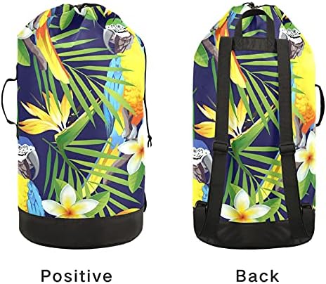 Aves tropicais Flores de lavanderia Backpack de roupa pesada com alças e alças de ombro Viagem Bolsa
