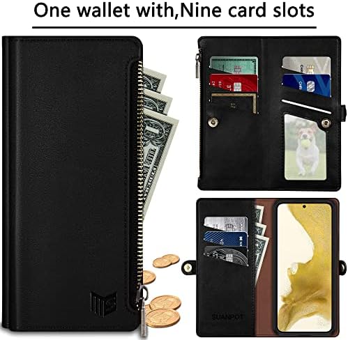 Suanpot para Samsung Galaxy A02S Caixa da carteira 【Bloqueio RFID】 【【【9 CARTO】】 【Pocket】, titular do cartão de