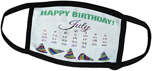 3drose Birthday em 2 de julho, glitter parece feliz aniversário e colorido. - Tampas de rosto