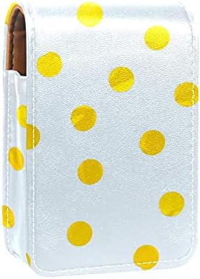 Caixa de batom com espelho de pontos amarelos confete de confete de brilho labial azul claro caixa de armazenamento portátil Bolsa de maquiagem de maquiagem Mini Cosmético Bolsa de Cosmética segura 3 batom