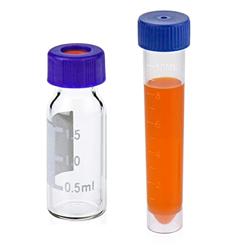 Vial automático de 2 ml, frasco de 9-425 HPLC com tampa de parafuso azul, PTFE branco e septos de silicone vermelho